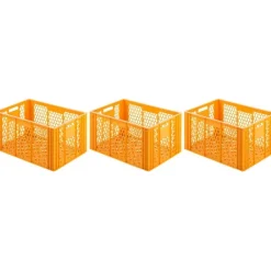 PROREGAL SuperSparSet 3 x Eurobehälter Bäcker- und Konditorenkasten HxBxT 34,9 x 40 x 60 70 Liter Gelb-Orange Brötchenkiste Sstapelbare Bäckerkiste