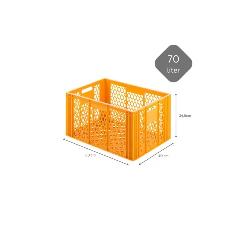 PROREGAL SuperSparSet 3 x Eurobehälter Bäcker- und Konditorenkasten HxBxT 34,9 x 40 x 60 70 Liter Gelb-Orange Brötchenkiste Sstapelbare Bäckerkiste