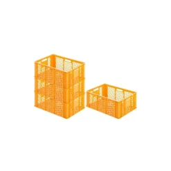 PROREGAL SuperSparSet 4x Eurobehälter Bäcker- und Konditorenkasten HxBxT 25 x 40 x 60 49 Liter Gelb-Orange Brötchenkiste stapelbare Bäckerkiste
