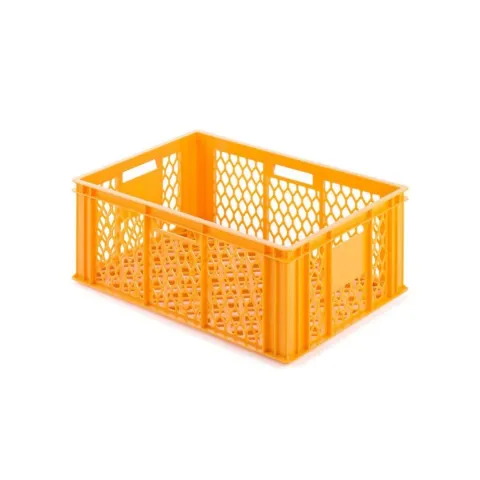 PROREGAL SuperSparSet 4x Eurobehälter Bäcker- und Konditorenkasten HxBxT 25 x 40 x 60 49 Liter Gelb-Orange Brötchenkiste stapelbare Bäckerkiste