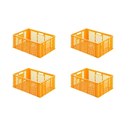 PROREGAL SuperSparSet 4x Eurobehälter Bäcker- und Konditorenkasten HxBxT 25 x 40 x 60 49 Liter Gelb-Orange Brötchenkiste stapelbare Bäckerkiste