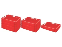 PROREGAL SuperSparSet 8 x Eurobehälter Fleischerkasten E1 HxBxT 12,5 x 40 x 60 cm 25 Liter Rot Fleischerkiste Fleischkiste Metzgerkiste Fleischbehälter