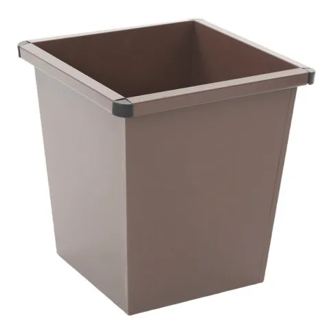 PROREGAL Viereckiger Papierkorb Aus Metall Mit Stoßecken Aus Kunststoff 27 Liter HxBxT 36,1 x 34,2 x 34,3 Braun
