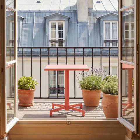 Quadratischer Bistro-Gartentisch mit klappbarer Tischplatte 70 x 70 x 72 cm - Oviala