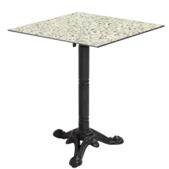 Quadratischer neigbarer Gartenbistrotisch 60 cm 4 Sitzplätze Terrazzo - Oviala
