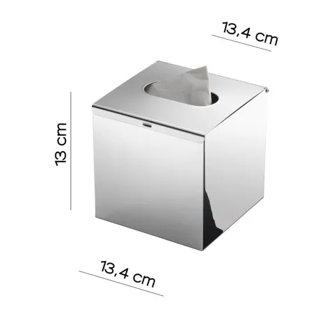 Quadratischer polierter Taschentuchhalter Edelstahl AISI 304 - 13,4X13,4X13 CM