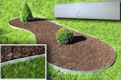 Rasenkanten Metall, Beeteinfassung Höhe 13.5 cm Länge 120 cm, Beetumrandung, Grün, 1 Stück