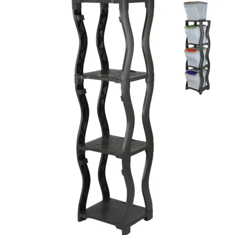 Regal für Mülleimer Set 3 und 4 Steckregal Kunststoff Haushaltsregal Kellerregal Lagerregal Garagenregal Küchenregal Keller