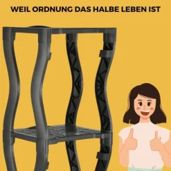 Regal für Mülleimer Set 3 und 4 Steckregal Kunststoff Haushaltsregal Kellerregal Lagerregal Garagenregal Küchenregal Keller