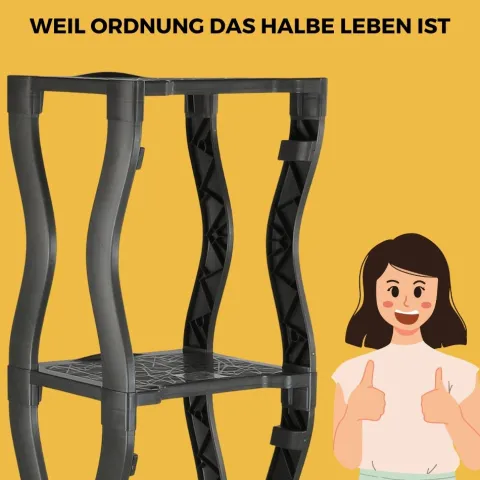 Regal für Mülleimer Set 3 und 4 Steckregal Kunststoff Haushaltsregal Kellerregal Lagerregal Garagenregal Küchenregal Keller