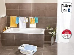 RESCH Wäscheleine ausziehbar für Wand, 4 Leinen - 14m Länge, ausziehbare Wandtrockner, automatische Wäscheleine für Camping, ausziehbarer Wäscheständer, Platzsparender Trockner, Wäschereck