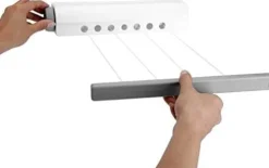 RESCH Wäscheleine ausziehbar für Wand, 4 Leinen - 14m Länge, ausziehbare Wandtrockner, automatische Wäscheleine für Camping, ausziehbarer Wäscheständer, Platzsparender Trockner, Wäschereck