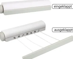 RESCH Wäscheleine ausziehbar für Wand, 4 Leinen - 14m Länge, ausziehbare Wandtrockner, automatische Wäscheleine für Camping, ausziehbarer Wäscheständer, Platzsparender Trockner, Wäschereck
