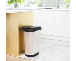 Rotho Schwingdeckeleimer Kunststoff TWIST 25 l silber weiß