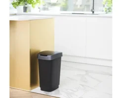 Rotho Schwingdeckeleimer Kunststoff TWIST 10 l silber