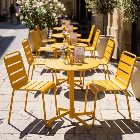 Runder Bistro-Gartentisch mit klappbarer Tischplatte 70 x 72 cm - Oviala