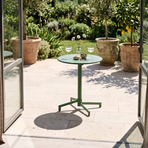 Runder Bistro-Gartentisch mit klappbarer Tischplatte 70 x 72 cm - Oviala