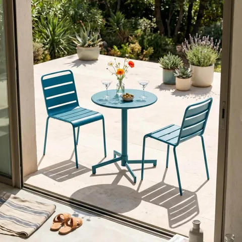 Runder Bistro-Gartentisch mit klappbarer Tischplatte 70 x 72 cm - Oviala