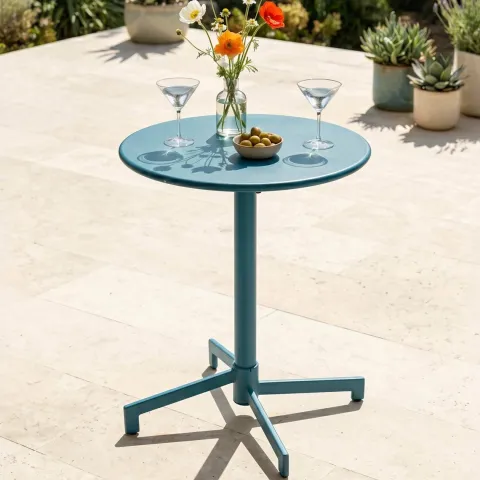Runder Bistro-Gartentisch mit klappbarer Tischplatte 70 x 72 cm - Oviala