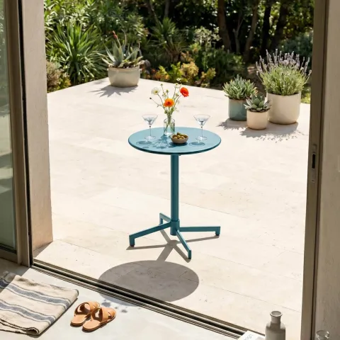 Runder Bistro-Gartentisch mit klappbarer Tischplatte 70 x 72 cm - Oviala