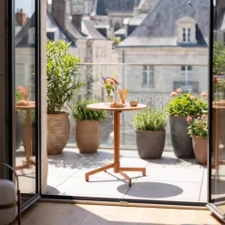 Runder Bistro-Gartentisch mit klappbarer Tischplatte 70 x 72 cm - Oviala