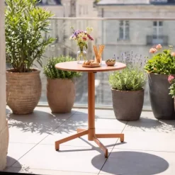 Runder Bistro-Gartentisch mit klappbarer Tischplatte 70 x 72 cm - Oviala