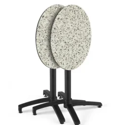 Runder neigbarer Gartenbistrotisch 70 cm 4 Sitzplätze Terrazzo - Oviala