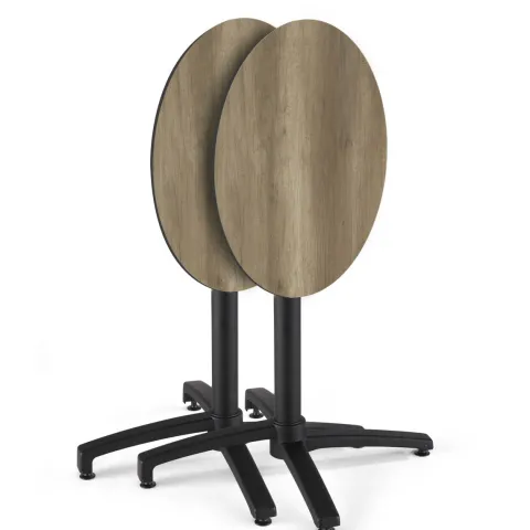 Runder neigbarer Gartenbistrotisch 70cm 4 Sitzplätze geräucherte Eiche - Oviala