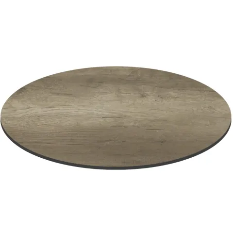 Runder neigbarer Gartenbistrotisch 70cm 4 Sitzplätze geräucherte Eiche - Oviala