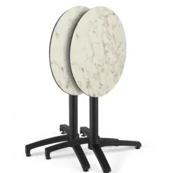 Runder neigbarer Gartenbistrotisch 70 cm 4 Sitzplätze Marmor - Oviala