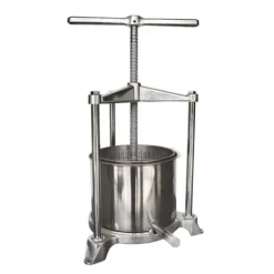 Saftpresse, Obstpresse, Weinpresse, Apfelpresse - Mini, mit Edelstahl Doppelkorb, 3L