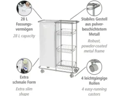 Sammelwagen Wenko Slim chrom mit abnehmbaren Sack
