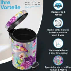 Sanilo Kosmetikeimer 3L mit Absenkautomatik Kolibri