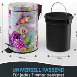 Sanilo Kosmetikeimer 3L mit Absenkautomatik Kolibri