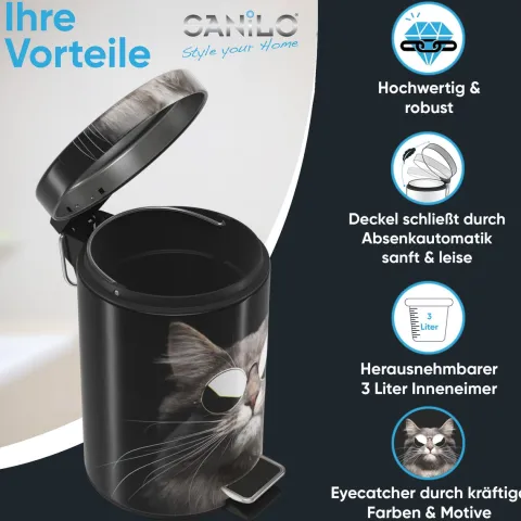 Sanilo Kosmetikeimer 3L mit Absenkautomatik Cool Cat