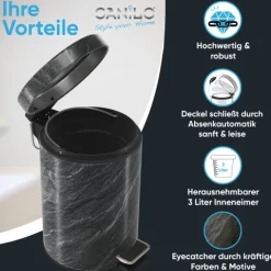 Sanilo Kosmetikeimer 3L mit Absenkautomatik Granit