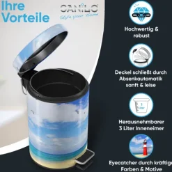 Sanilo Kosmetikeimer 3L mit Absenkautomatik Leuchtturm