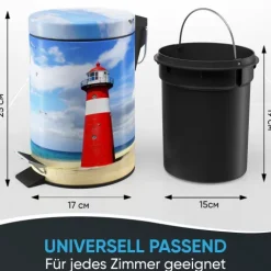 Sanilo Kosmetikeimer 3L mit Absenkautomatik Leuchtturm