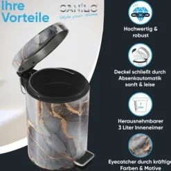 Sanilo Kosmetikeimer 3L mit Absenkautomatik Marmor Abstrakt
