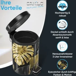 Sanilo Kosmetikeimer 3L mit Absenkautomatik Golden Leaves
