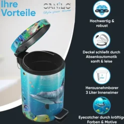 Sanilo Kosmetikeimer 3L mit Absenkautomatik Delphin Korallen