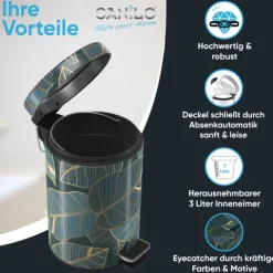 Sanilo Kosmetikeimer 3L mit Absenkautomatik Monstera