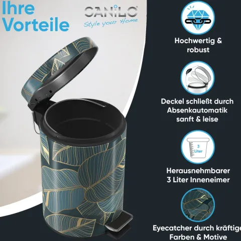 Sanilo Kosmetikeimer 3L mit Absenkautomatik Monstera