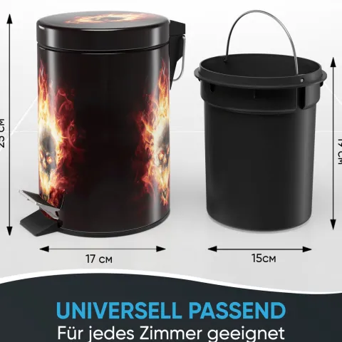 Sanilo Kosmetikeimer 3L mit Absenkautomatik Totenkopf in Flammen