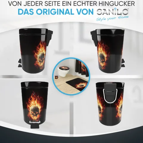 Sanilo Kosmetikeimer 3L mit Absenkautomatik Totenkopf in Flammen