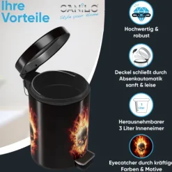 Sanilo Kosmetikeimer 3L mit Absenkautomatik Totenkopf in Flammen