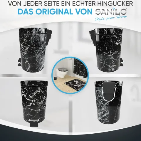 Sanilo Kosmetikeimer 3L mit Absenkautomatik Marmor Schwarz