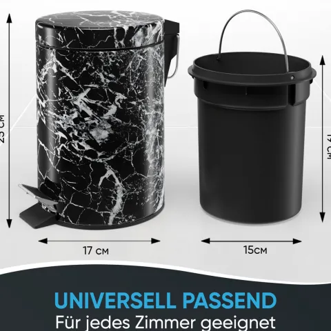 Sanilo Kosmetikeimer 3L mit Absenkautomatik Marmor Schwarz