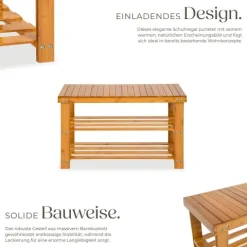 Schuhbank tectake Silke 70 x 28 x 45,5 cm Bambus braun