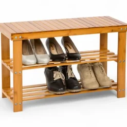 Schuhbank tectake Silke 70 x 28 x 45,5 cm Bambus braun